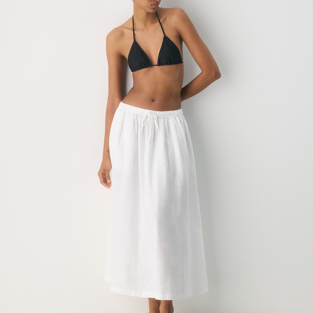 Aritzia White Linen Skirt